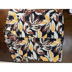 Malibu Shorts Mens 3X Black Yellow Floral Print Pull On Plus Size Casual